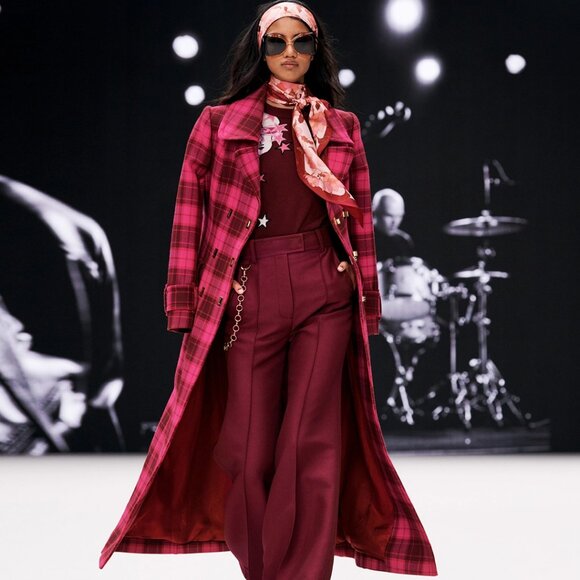ZIMMERMANN Concert Pink Plaid Long Line Coat 1 S $1400 - Picture 1 of 7